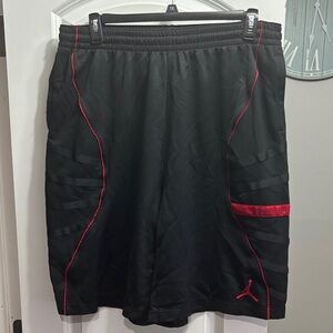 Jordan Men's Black Shorts with Red Detailing